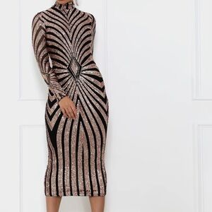 13. Elegant Evening Night Luxe long sleeve party formal sequins Dress